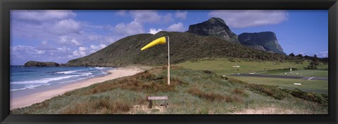 Framed Airstrip on the beach, Blinky Beach, Lord Howe Island, New South Wales, Australia Print