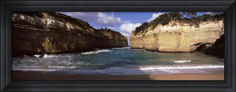 Framed Rock formations in the ocean, Loch Ard Gorge, Port Campbell National Park, Great Ocean Road, Victoria, Australia Print