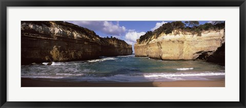 Framed Rock formations in the ocean, Loch Ard Gorge, Port Campbell National Park, Great Ocean Road, Victoria, Australia Print