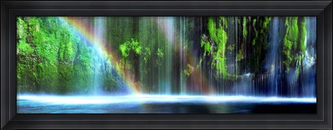 Framed Rainbow formed in front of a waterfall in a forest, Dunsmuir, Siskiyou County, California Print