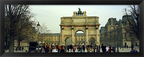 Framed Tourists near a triumphal arch, Arc De Triomphe Du Carrousel, Musee Du Louvre, Paris, Ile-de-France, France Print