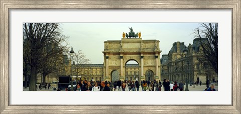 Framed Tourists near a triumphal arch, Arc De Triomphe Du Carrousel, Musee Du Louvre, Paris, Ile-de-France, France Print