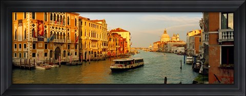 Framed Vaporetto water taxi in a canal, Grand Canal, Venice, Veneto, Italy Print