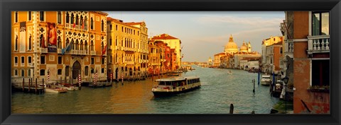 Framed Vaporetto water taxi in a canal, Grand Canal, Venice, Veneto, Italy Print