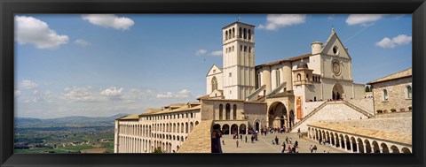 Framed Tourists at a church, Basilica of San Francisco, Assisi, Perugia Province, Umbria, Italy Print