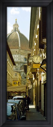 Framed Cars parked in a street with a cathedral in the background, Via Dei Servi, Duomo Santa Maria Del Fiore, Florence, Tuscany, Italy Print