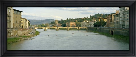 Framed Bridge across a river, Ponte Alle Grazie, Arno River, Florence, Tuscany, Italy Print