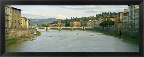 Framed Bridge across a river, Ponte Alle Grazie, Arno River, Florence, Tuscany, Italy Print