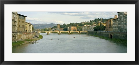 Framed Bridge across a river, Ponte Alle Grazie, Arno River, Florence, Tuscany, Italy Print