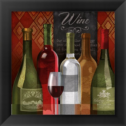 Framed Wine List I Print