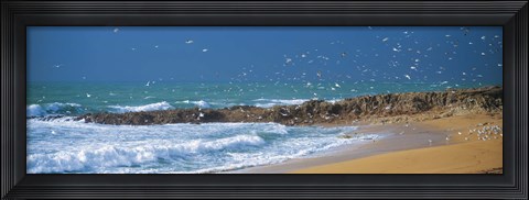 Framed Waves breaking on the coast, Morbihan, Brittany, France Print