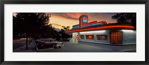 Framed Cars parked outside a restaurant, Route 66, Albuquerque, New Mexico, USA Print