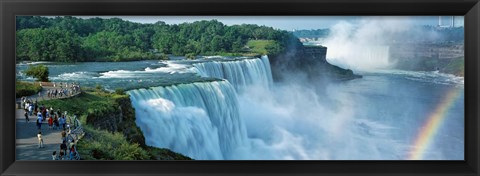 Framed Tourists at a waterfall, Niagara Falls, Niagara River, Niagara County, New York State, USA Print