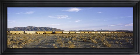 Framed Freight train in a desert, Trona, San Bernardino County, California, USA Print