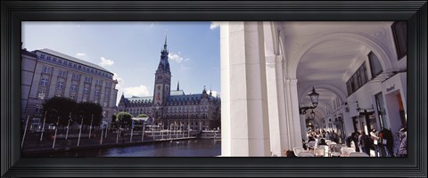 Framed Town hall at the waterfront, Alsterarkaden, Alster Lake, Hamburg, Germany Print