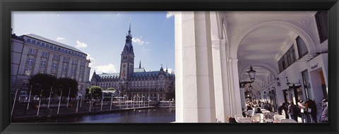 Framed Town hall at the waterfront, Alsterarkaden, Alster Lake, Hamburg, Germany Print