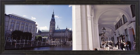 Framed Town hall at the waterfront, Alsterarkaden, Alster Lake, Hamburg, Germany Print