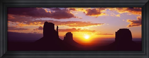 Framed Silhouette of buttes at sunset, Monument Valley, Utah Print