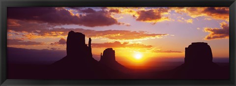 Framed Silhouette of buttes at sunset, Monument Valley, Utah Print