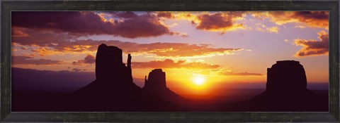 Framed Silhouette of buttes at sunset, Monument Valley, Utah Print