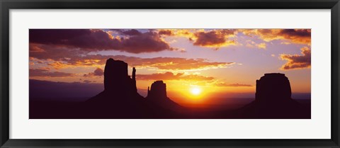 Framed Silhouette of buttes at sunset, Monument Valley, Utah Print