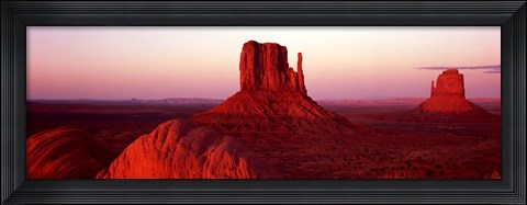 Framed East Mitten and West Mitten buttes at sunset, Monument Valley, Utah Print