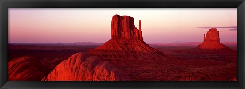 Framed East Mitten and West Mitten buttes at sunset, Monument Valley, Utah Print