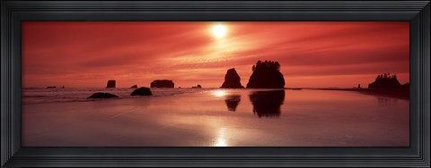 Framed Beach Sunset, Olympic National Park, Washington State Print