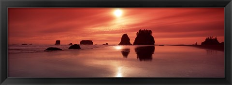 Framed Beach Sunset, Olympic National Park, Washington State Print