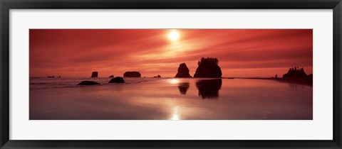 Framed Beach Sunset, Olympic National Park, Washington State Print