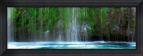 Framed Waterfall in a forest, Mossbrae Falls, Sacramento River, Dunsmuir, Siskiyou County, California, USA Print
