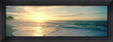 Framed Sunset over Waves Print