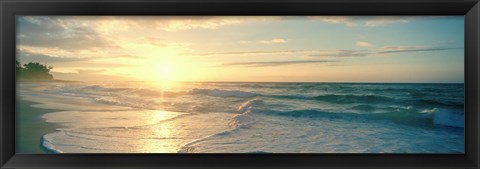 Framed Sunset over Waves Print