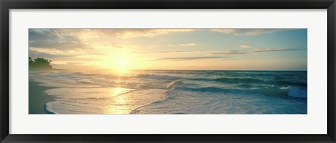 Framed Sunset over Waves Print