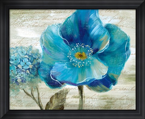 Framed Blue Poppy Poem II Print