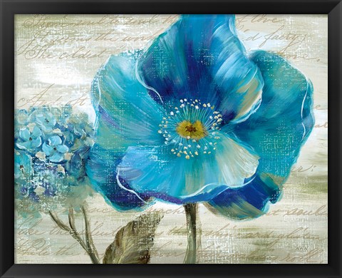 Framed Blue Poppy Poem II Print