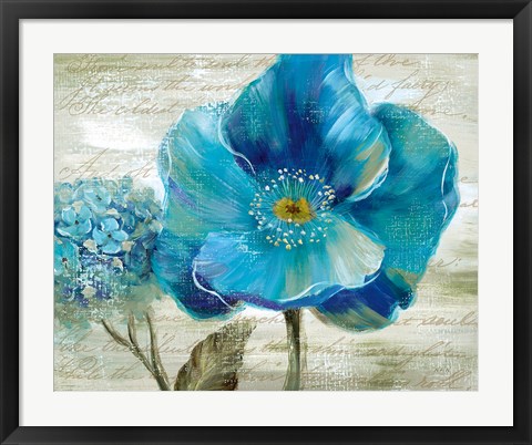 Framed Blue Poppy Poem II Print