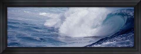 Framed Wave Crashing in a Dark Blue Sea Print