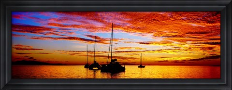 Framed Tahiti Sunset, Society Islands, French Polynesia Print