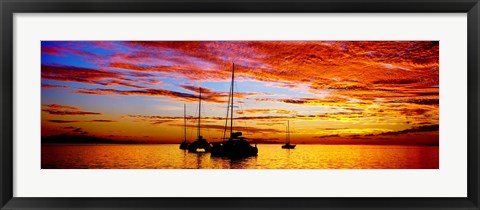 Framed Tahiti Sunset, Society Islands, French Polynesia Print