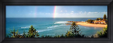 Framed Rainbow over the sea Print
