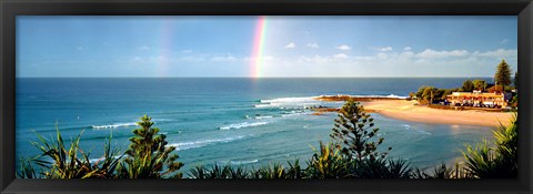 Framed Rainbow over the sea Print