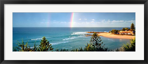 Framed Rainbow over the sea Print