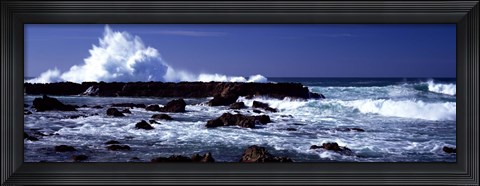 Framed Waves breaking on the coast Print