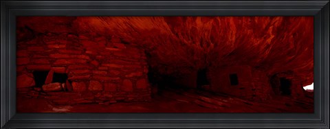 Framed House Of Fire in red, Anasazi Ruins, Mule Canyon, Utah, USA Print