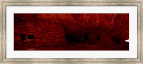 Framed House Of Fire in red, Anasazi Ruins, Mule Canyon, Utah, USA Print