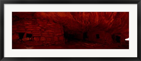 Framed House Of Fire in red, Anasazi Ruins, Mule Canyon, Utah, USA Print