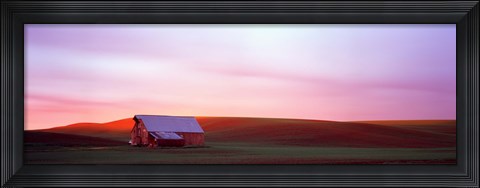 Framed Red Barn at Sunset, Washington State Print