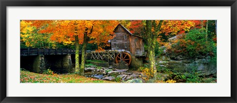 Framed Glade Creek Grist Mill, Babcock State Park, West Virginia (bright leaves) Print