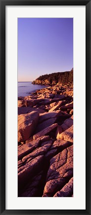 Framed Rock formations on the coast at sunset, Acadia National Park, Maine Print